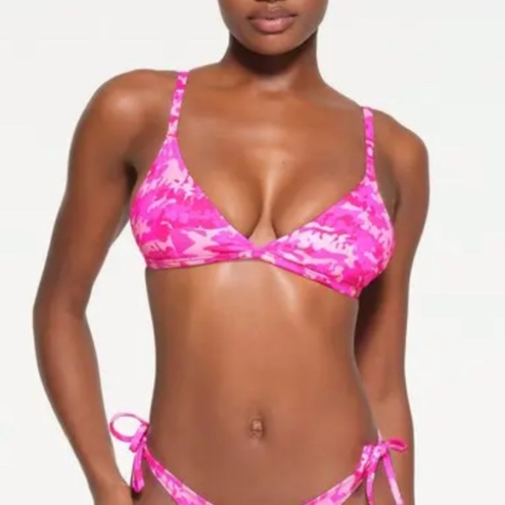 SKIMS Pink Camo Bikini Top